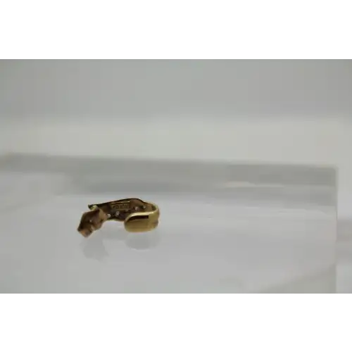 Signed 10k Y.G. DIAMOND ACCENT WAVY HALF HOOP earrings #