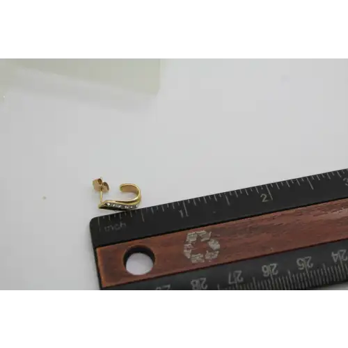 Signed 10k Y.G. DIAMOND ACCENT WAVY HALF HOOP earrings #