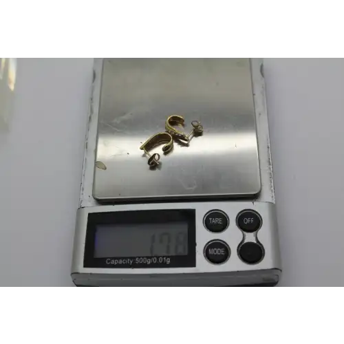 Signed 10k Y.G. DIAMOND ACCENT WAVY HALF HOOP earrings #