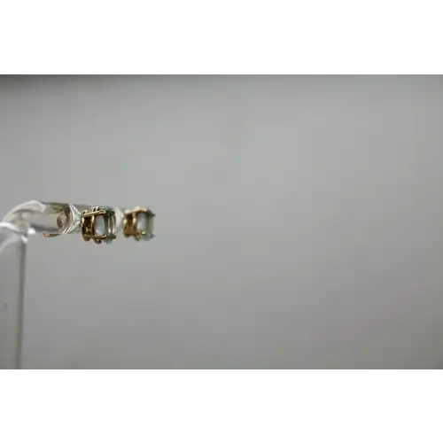 Signed 14k Oval Cut BLUE TOPAZ OVAL STUD earrings
