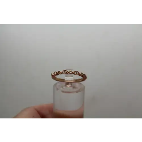 Signed 14k R.G. DIAMOND ACC. UNIQUE DESIGN BAND ring size 6.75 #