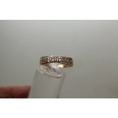 Signed 14k R.G. & W.G. DIAMOND CRISS CROSS BAND ring size 7.75