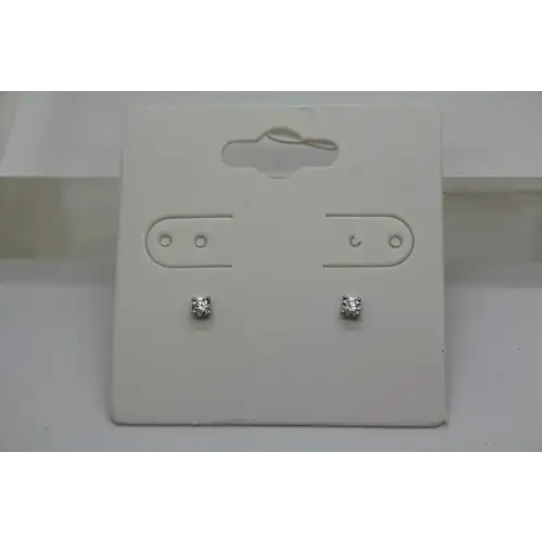 Signed 14k W.G. .16ctw Round Cut DIAMOND STUD earrings #