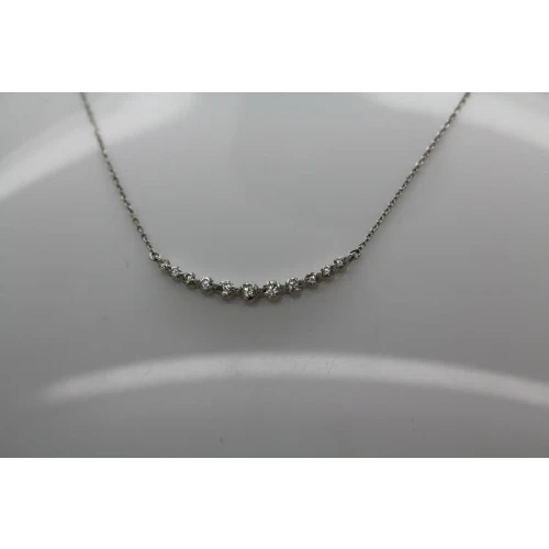 Signed 14k W.G. .33ctw DIAMOND ELEGANT CURVE DESIGN necklace 18