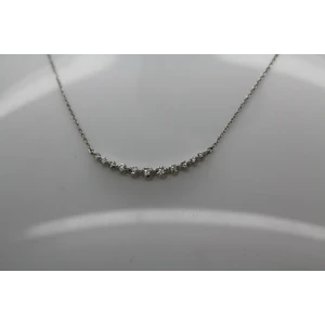 Signed 14k W.G. .33ctw DIAMOND ELEGANT CURVE DESIGN necklace 18