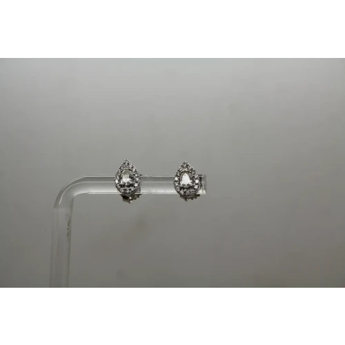 Signed 14k W.G. .50ctw DIAMOND HALO TEARDROP earrings