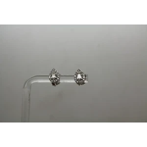 Signed 14k W.G. .50ctw DIAMOND HALO TEARDROP earrings