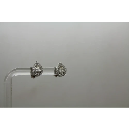 Signed 14k W.G. .50ctw DIAMOND HALO TEARDROP earrings
