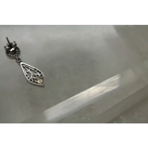 Signed 14k W.G. DIAMOND VINTAGE STYLE DANGLE earrings