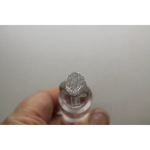 Signed 14k W.G. PAVE DIAMOND SIGNET STYLE ring size 3.5 STUNNING