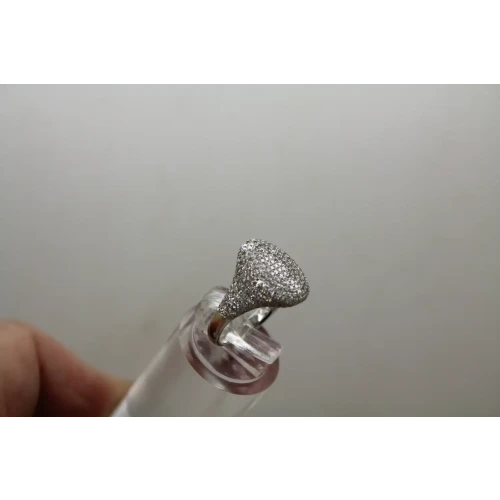Signed 14k W.G. PAVE DIAMOND SIGNET STYLE ring size 3.5 STUNNING