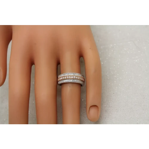 Signed 14k W.G. & R.G. .33ctw DIAMOND TRIPLE ROW BAND ring size 5.75