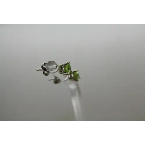 Signed 14k W.G. Trillion Cut PERIDOT STUD earrings