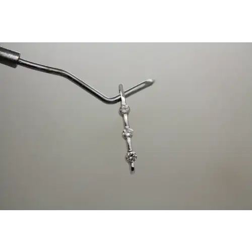 Signed 14k White Gold .21ctw DIAMOND 3 STONE BAR DESIGN pendant