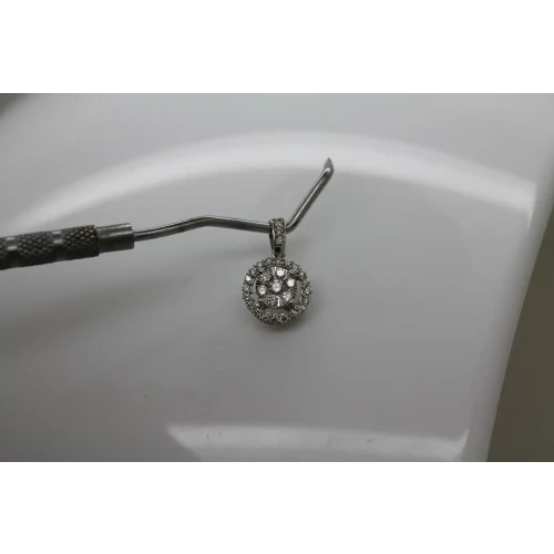 Signed 14k White Gold .33ctw DIAMOND DOUBLE HALO pendant
