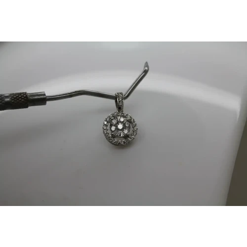 Signed 14k White Gold .33ctw DIAMOND DOUBLE HALO pendant