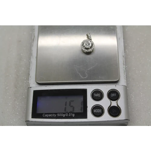 Signed 14k White Gold .33ctw DIAMOND DOUBLE HALO pendant