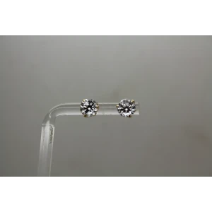 Signed 14k Yellow Gold 2ctw CUBIC ZIRCONIA STUD STYLE earrings