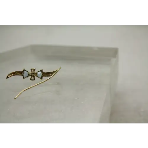 Signed 14k Y.G. BLUE TOPAZ & WHITE STONE accent CLIMBER earrings