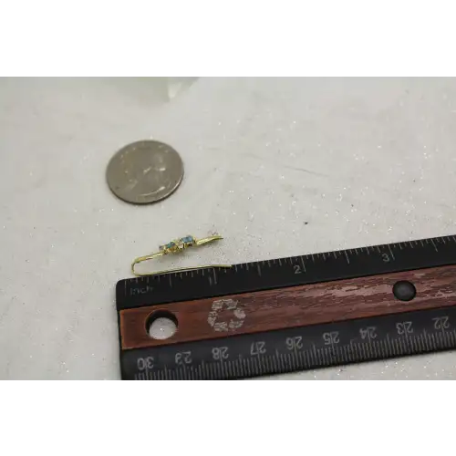 Signed 14k Y.G. BLUE TOPAZ & WHITE STONE accent CLIMBER earrings