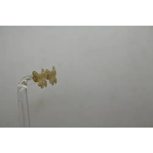 Signed 14k Y.G. FILIGREE DIMENSIONAL BUTTERFLY stud earrings