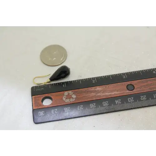 Signed 14k Y.G. MULTI FACETED TEARDROP ONYX DANGLE earrings