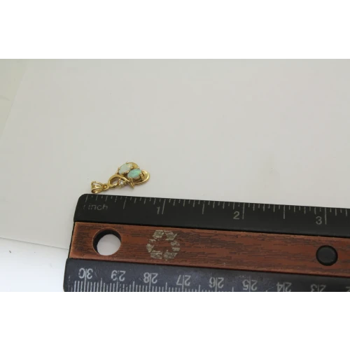 Signed 14k Y.G. OPAL & DIAMOND accent DOUBLE SWIRL pendant