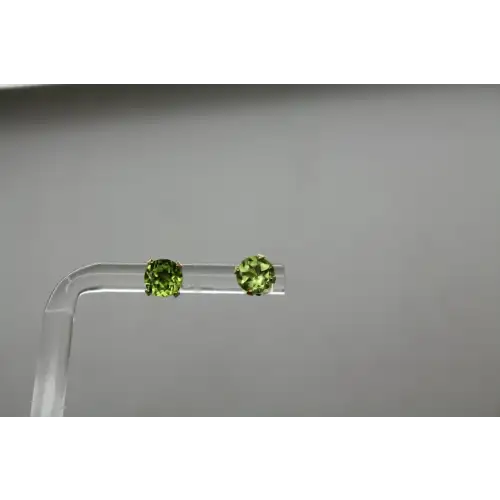 Signed 14k Y.G. Round Cut PERIDOT STUD earrings