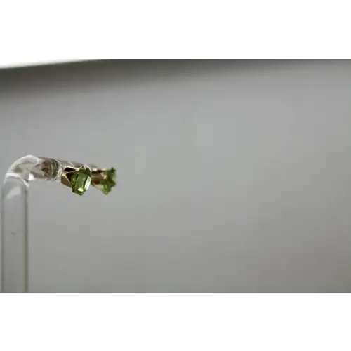 Signed 14k Y.G. Round Cut PERIDOT STUD earrings
