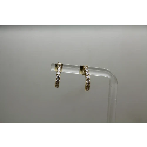 Signed 14k Y.G. Sparkly CZ HALF HOOP earrings