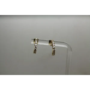 Signed 14k Y.G. Sparkly CZ HALF HOOP earrings