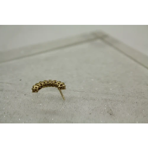 Signed 14k Y.G. Sparkly CZ HALF HOOP earrings