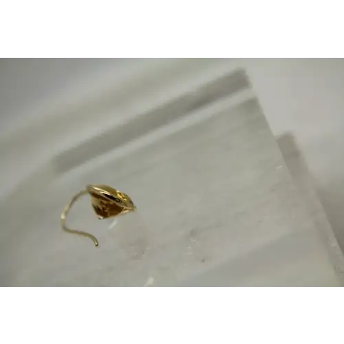 Signed 14k Y.G. TEARDROP BEZEL SET CITRINE DROP earrings