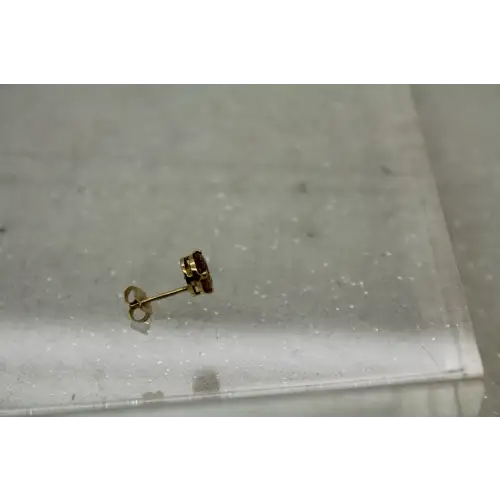 Signed 18k Y.G. Round Cut CITRINE STUD earrings