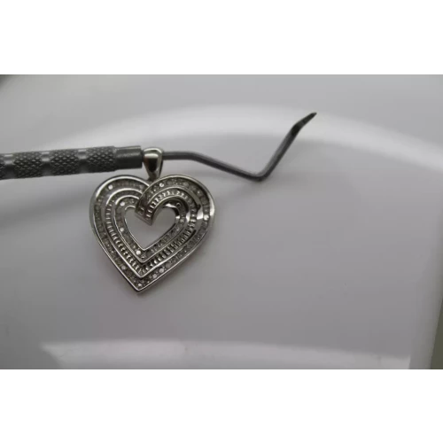Signed .925 S.S. 1.00ctw DOUBLE ROW DIAMOND SWIRL HEART pendant