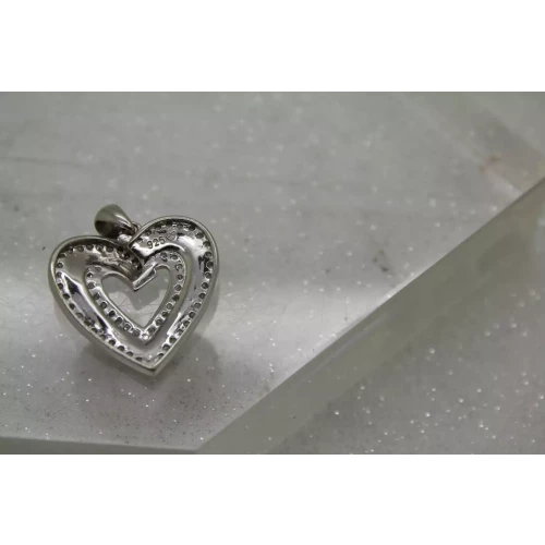 Signed .925 S.S. 1.00ctw DOUBLE ROW DIAMOND SWIRL HEART pendant