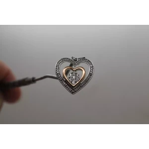 Signed .925 S.S. 10k R.G. DIAMOND ILLUSION DOUBLE HEART pendant