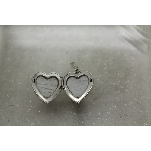 Signed .925 S.S. 14k Y.G. CROSS FLORAL ETCHED HEART LOCKET pendant