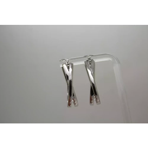 Signed .925 S.S. 1.75ctw NATURAL DIAMOND CROSSOVER OBLONG HOOPS