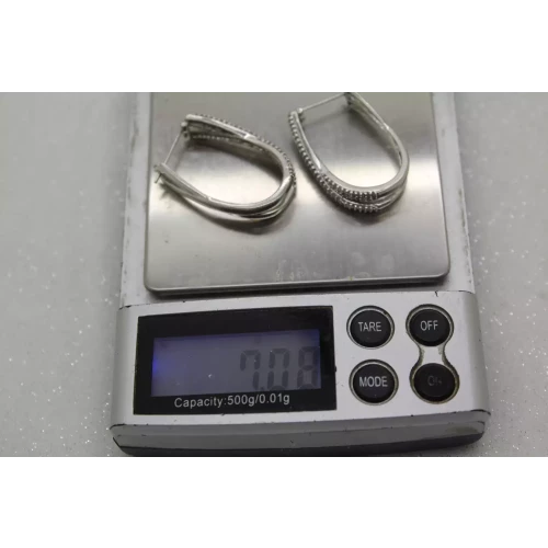 Signed .925 S.S. 1.75ctw NATURAL DIAMOND CROSSOVER OBLONG HOOPS