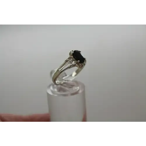 Signed .925 S.S. BLUE SAPPHIRE SOLITAIRE ring size 6 #