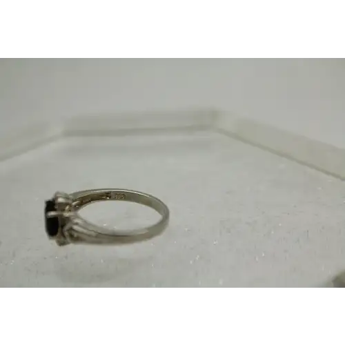 Signed .925 S.S. BLUE SAPPHIRE SOLITAIRE ring size 6 #