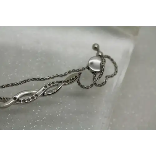 Signed .925 S.S. CZ INFINITY BOLO bracelet 8 1/2