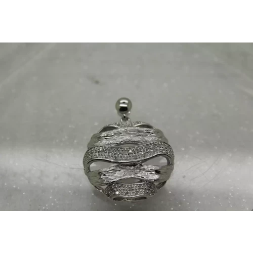 Signed .925 S.S. DIAMOND TEXTURED OPEN WORK WAVE CIRCLE pendant