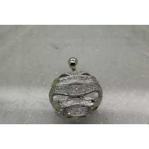 Signed .925 S.S. DIAMOND TEXTURED OPEN WORK WAVE CIRCLE pendant
