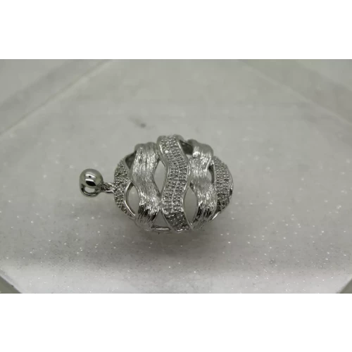 Signed .925 S.S. DIAMOND TEXTURED OPEN WORK WAVE CIRCLE pendant
