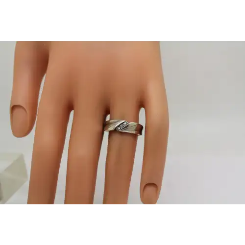 Signed .925 S.S. DIAMOND WEDDING BAND ring size 7.75 (2)
