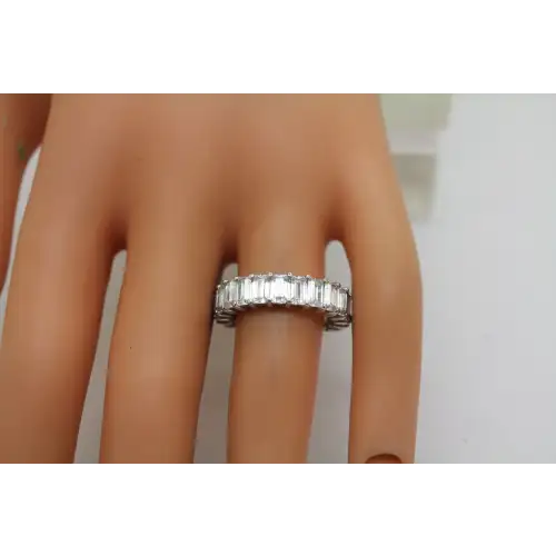 Signed .925 S.S. Emerald Cut CZ ETERNITY BAND ring size 8 #