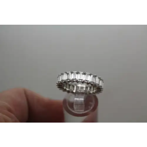 Signed .925 S.S. Emerald Cut CZ ETERNITY BAND ring size 8 #