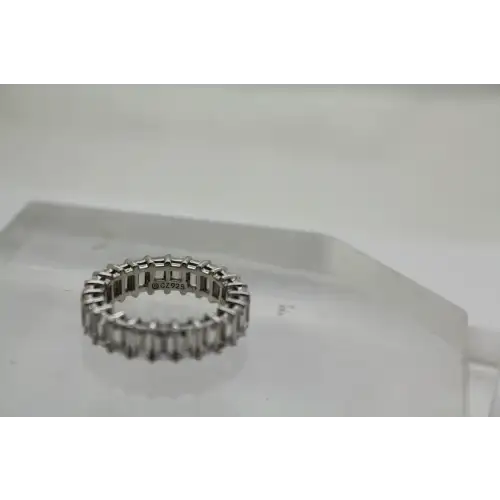 Signed .925 S.S. Emerald Cut CZ ETERNITY BAND ring size 8 #